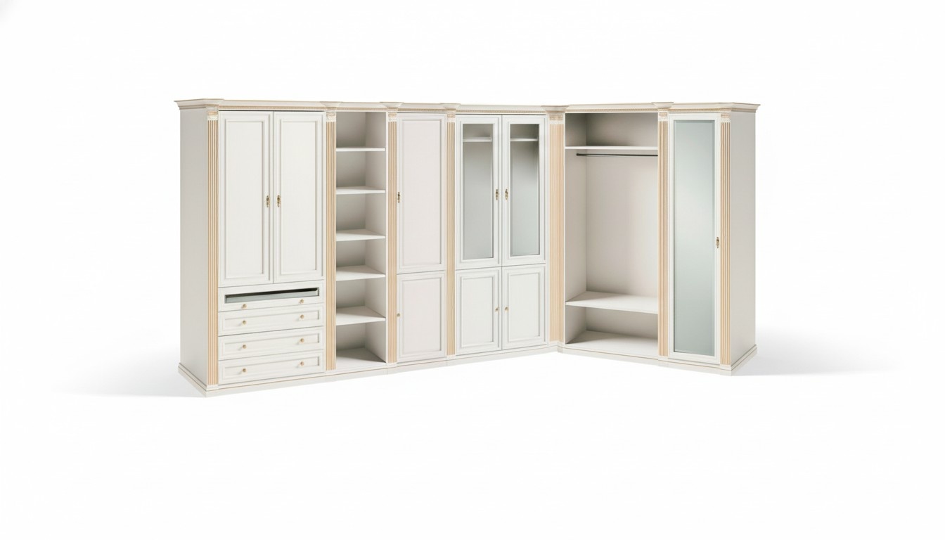 Edler Weißer Kleiderschrank Schlafzimmer Schränke Stilvolle Holz Möbel