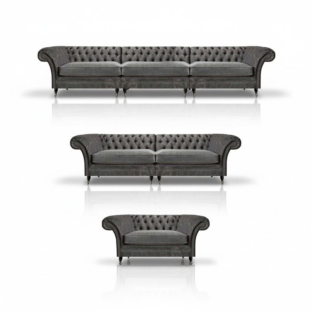 Edles Chesterfield Set Designer Polstermöbel Sofagarnitur 3tlg Sitzmöbel