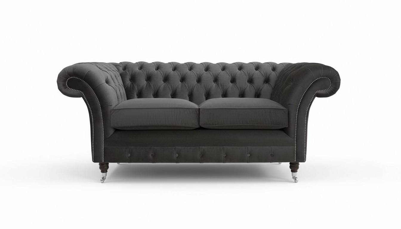 Edles Design Samt Chesterfield Couch Textil Stoff Sofa Designer 2 Sitzer