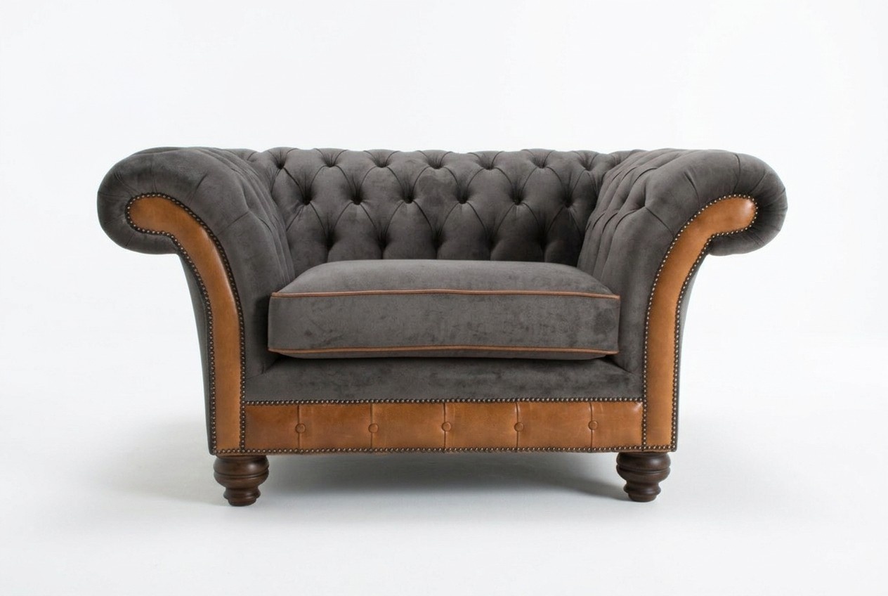 Einsitzer Sessel Fernseh Club Couch Sofa Chesterfield Original England Möbel Neu