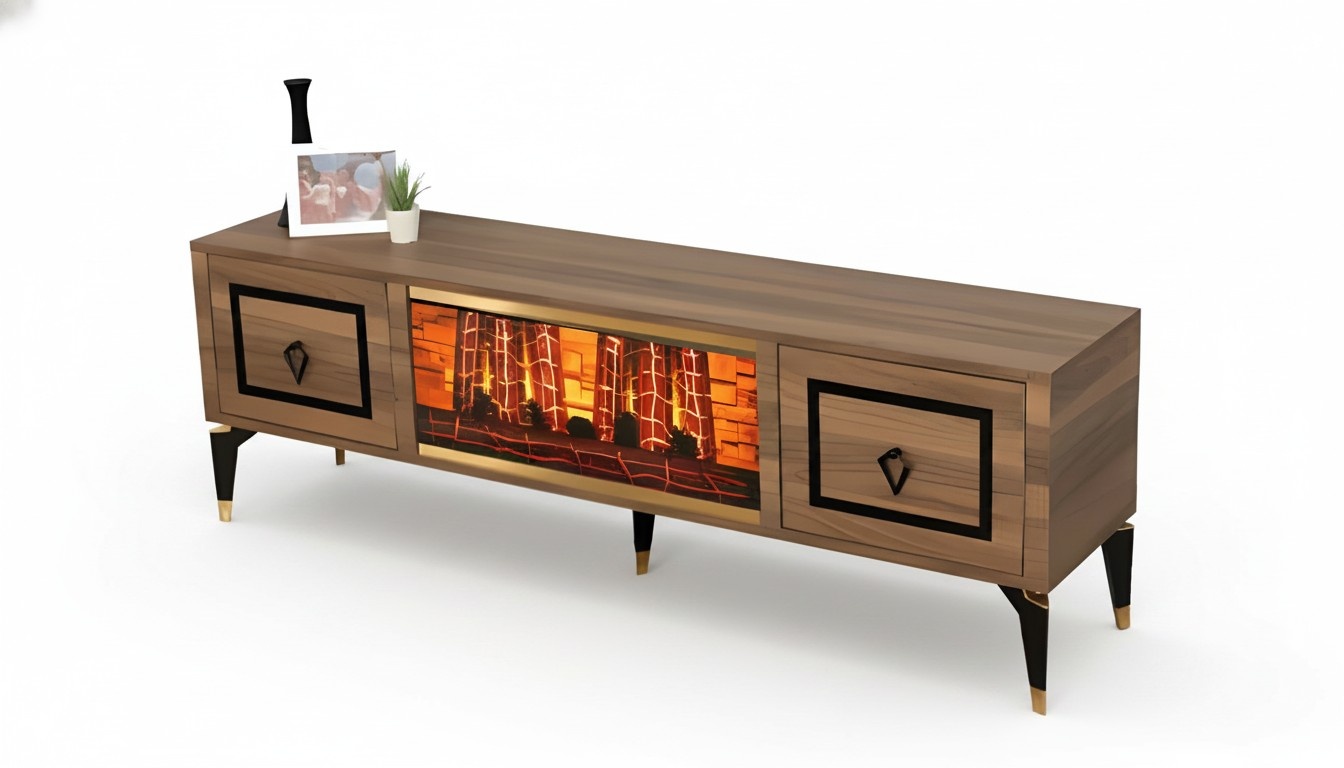 Elegant TV-Lowboard mit zwei Schubladen aus pflegeleichter Melaminplatte