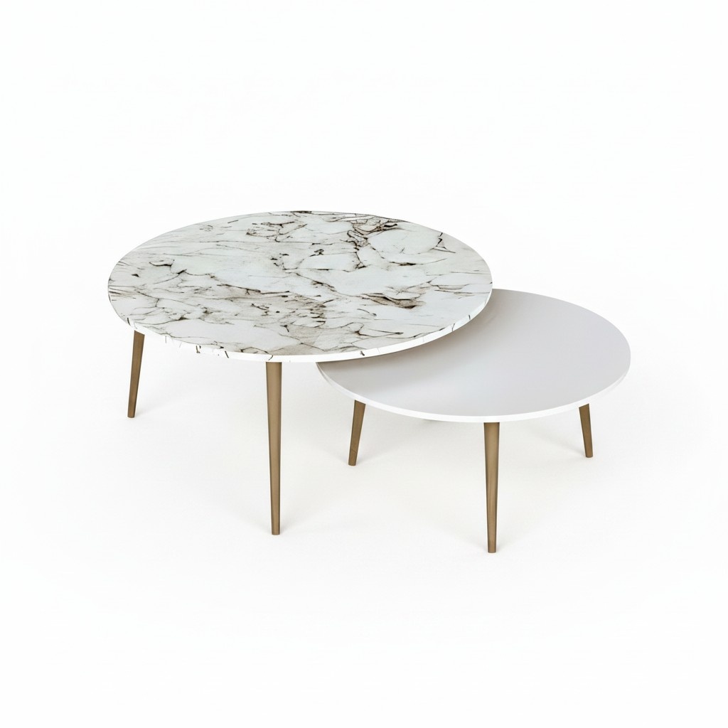 Elegante weiße Holz Beistelltische im modernen minimalistischen Stil