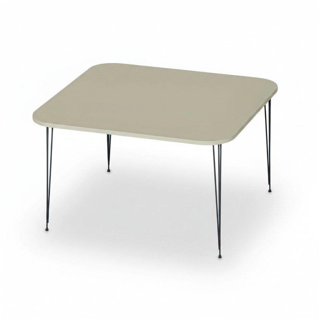 Eleganter Beigefarbener Couchtisch aus Holz mit Edelstahl-Design