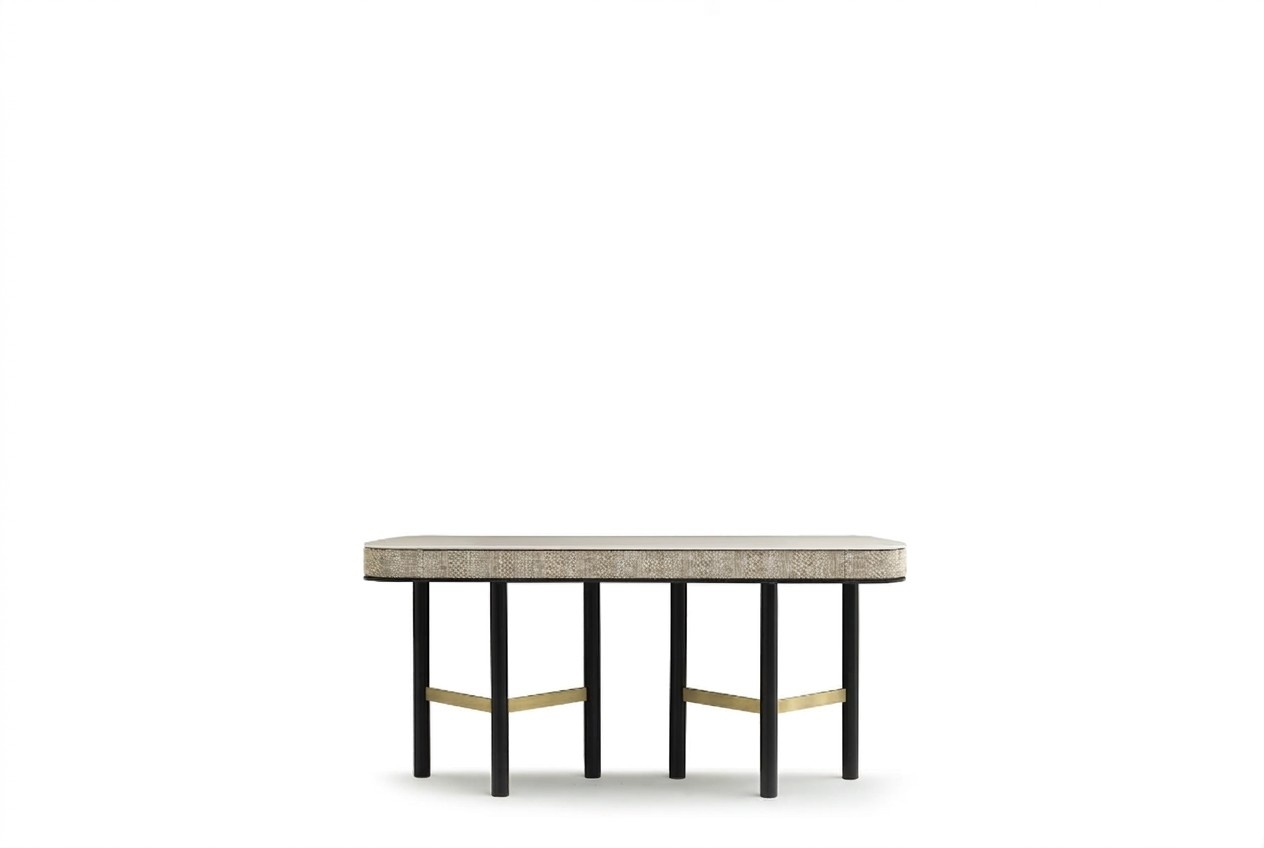 Eleganter Beigefarbener Holz-Konsolentisch im Stilvoll-Design