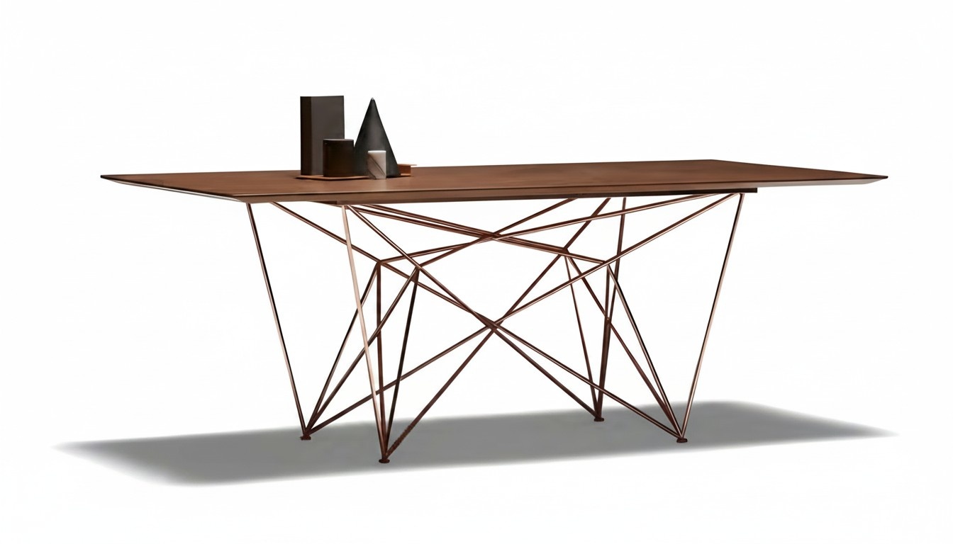 Eleganter brauner Esstisch aus Metall im klassischen Design