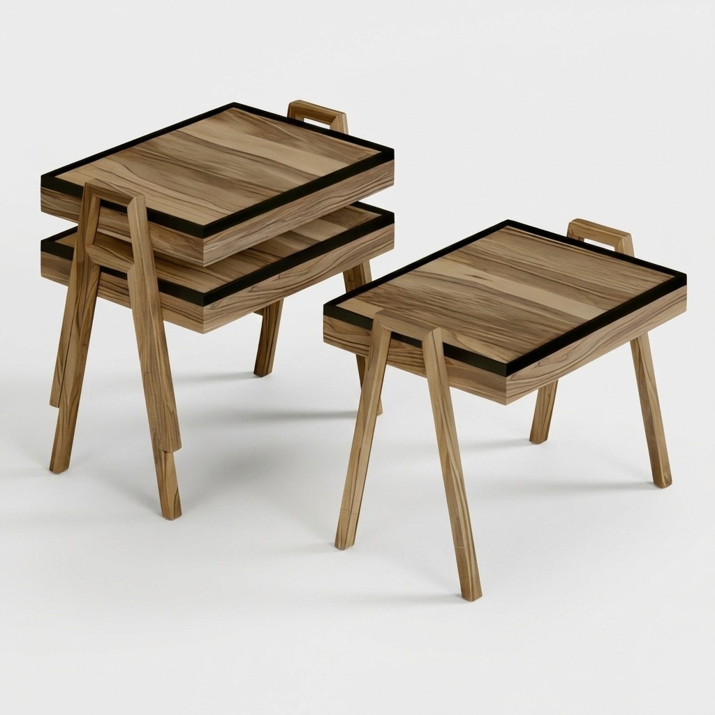 Eleganter brauner Holz-Couchtisch-Set im modernen Design