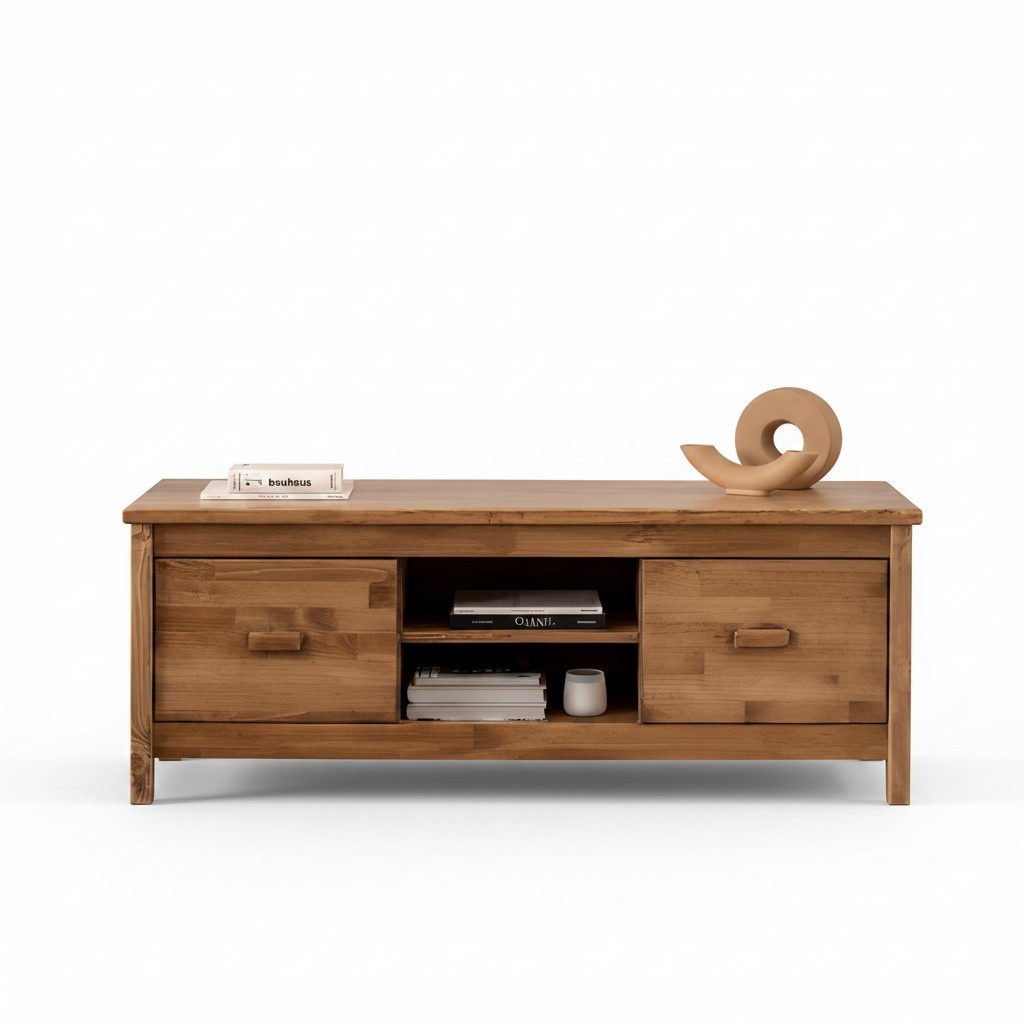 Eleganter Brauner TV Ständer Holz Fernsehtisch Wohnzimmer Luxuriöser RTV