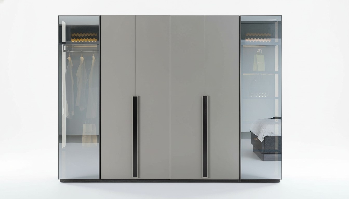 Eleganter Schlafzimmer Kleiderschrank Glasschrank Durchsichtige Fronten Schrank