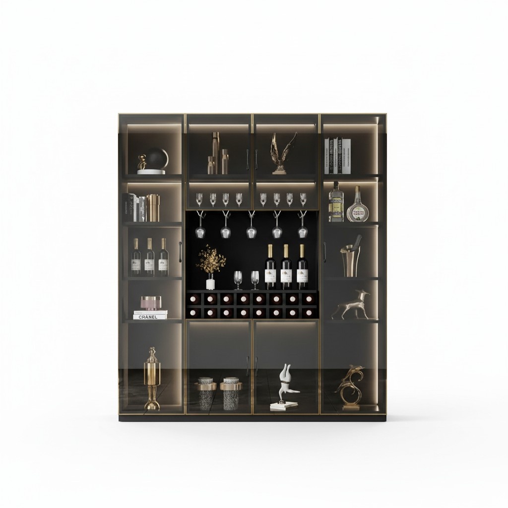 Eleganter schwarzer Weinschrank mit Dual-Zone-Temperaturkontrolle