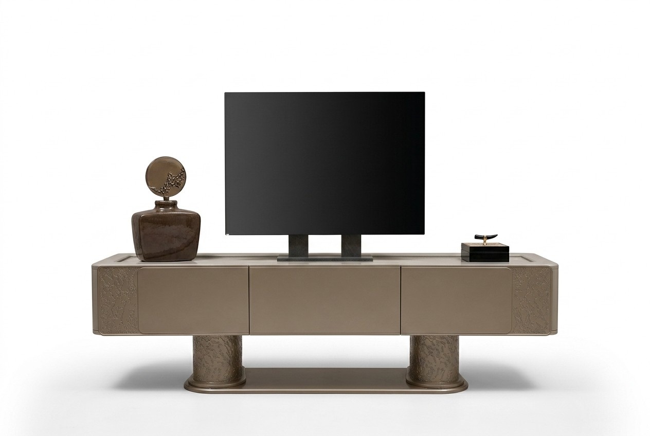 Eleganter TV-Schrank aus Holz in Beige für modernes Wohnzimmer