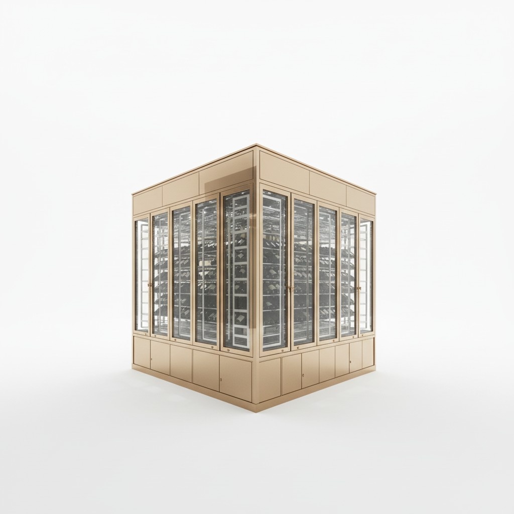 Eleganter Weinschrank aus Edelstahl in Gold modern Luxusdesign