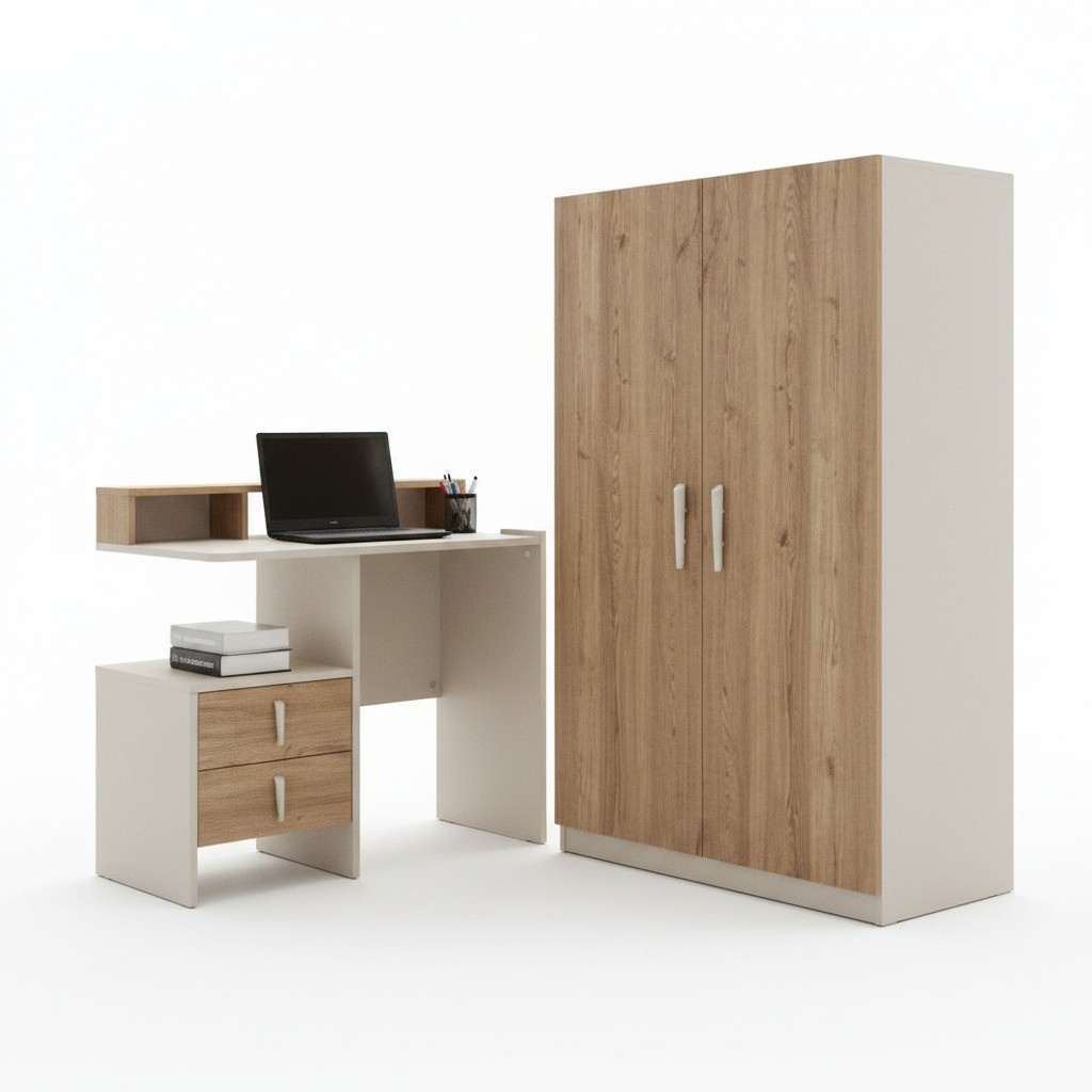 Elegantes 3-teiliges Möbelset aus Holz in Braun für Schlafzimmer