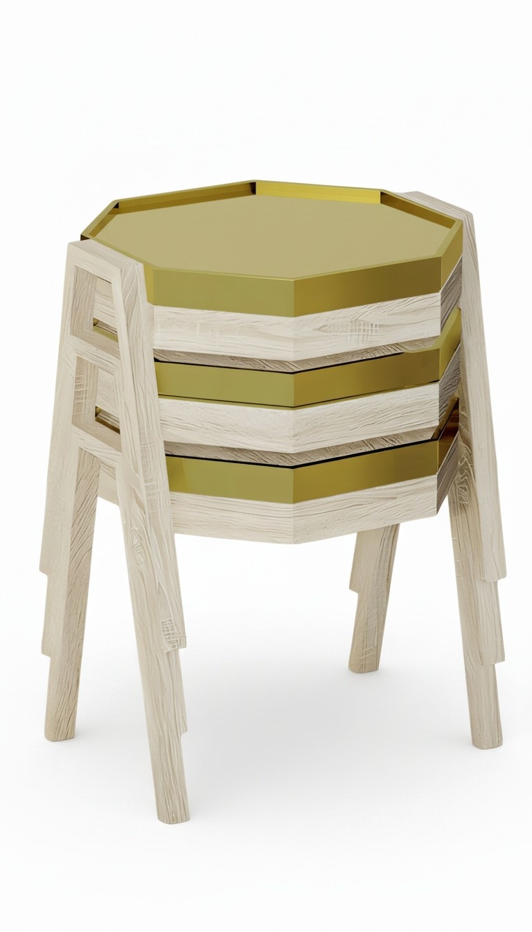 Elegantes Beiges Couchtisch-Set aus Holz für modernes Wohnzimmer
