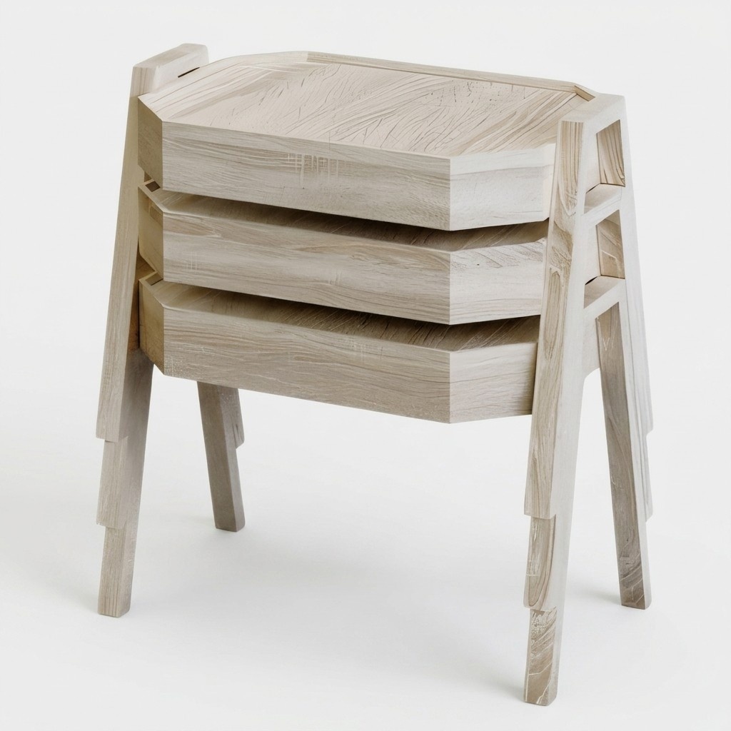 Elegantes Beiges Holz Couchtisch-Set Modern Wohnzimmermöbel