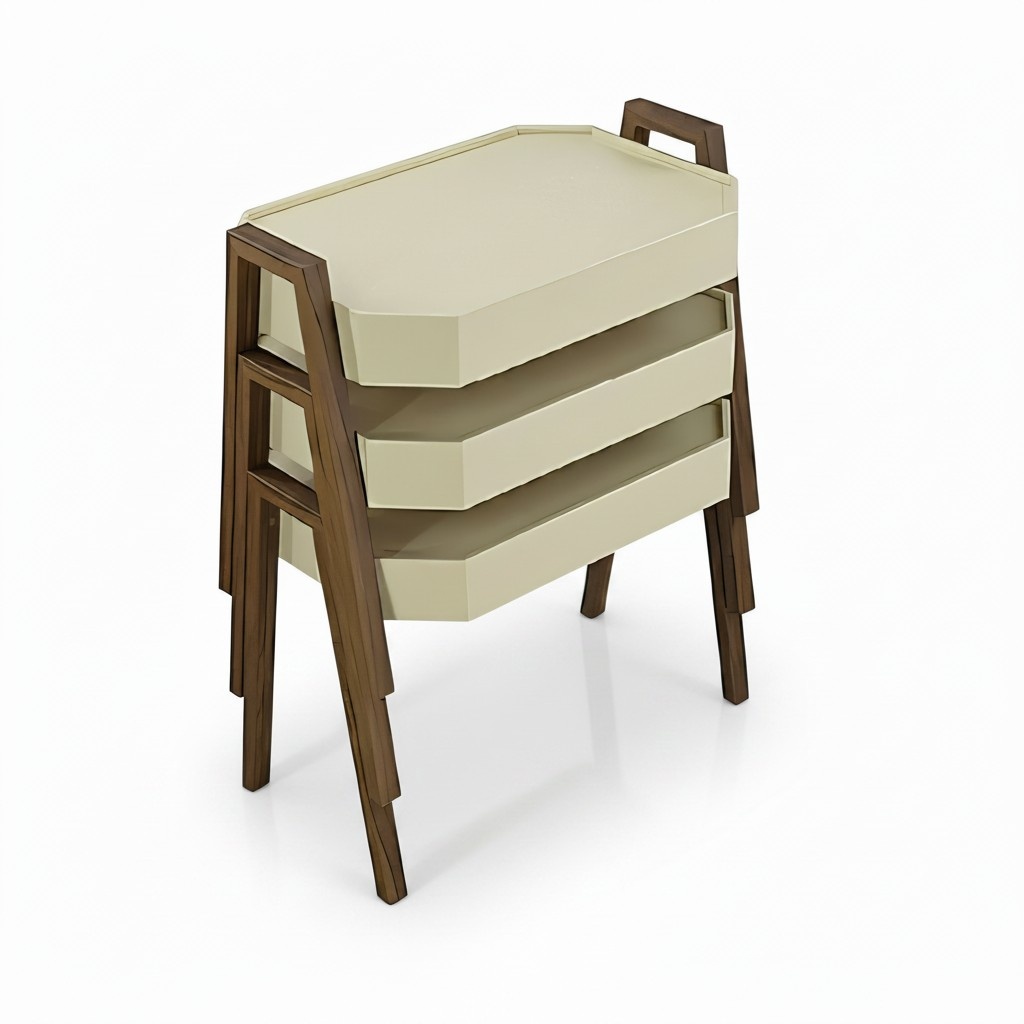 Elegantes Beiges Holz Couchtisch-Set im modernen Stil