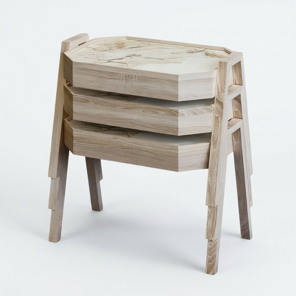 Elegantes Beiges Holz Couchtisch-Set Modern Wohnzimmermöbel