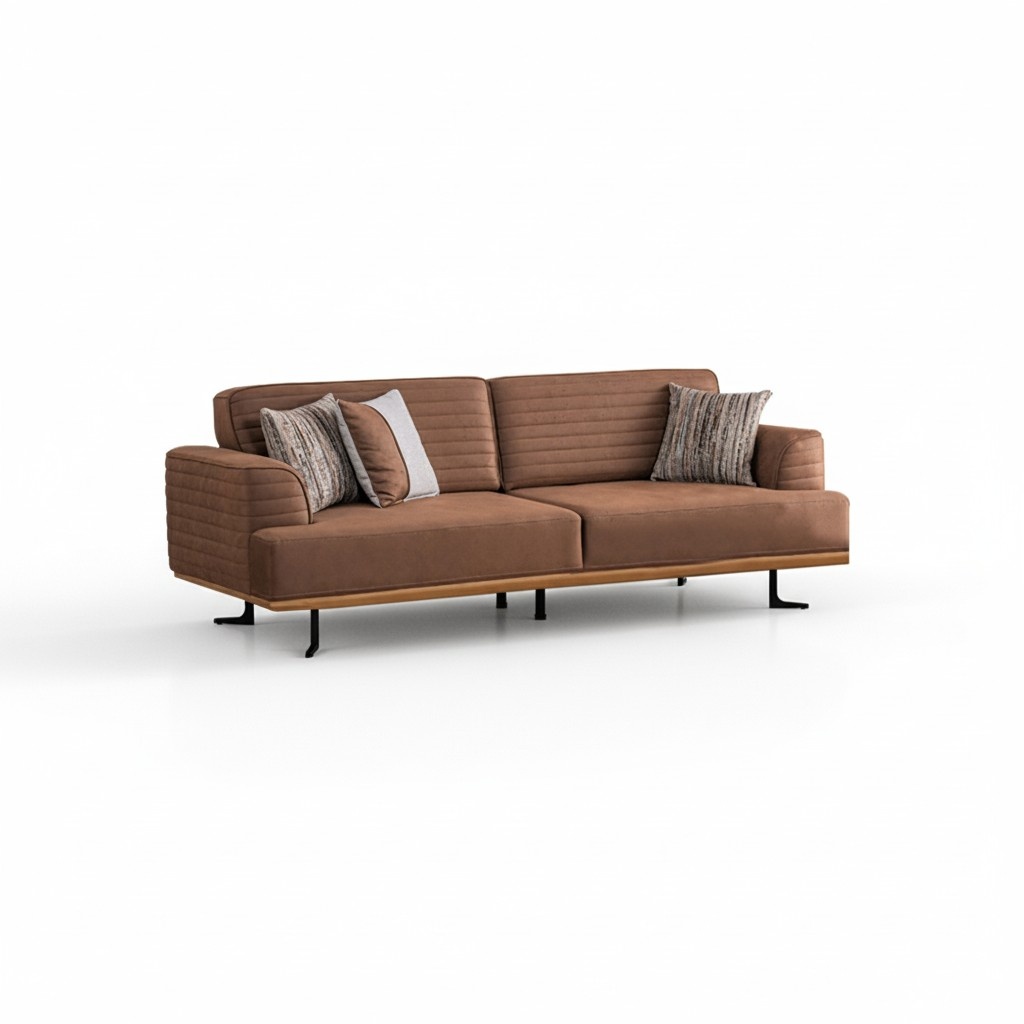 Elegantes Braunes Dreisitzer-Sofa mit Modern Design für Wohnzimmer