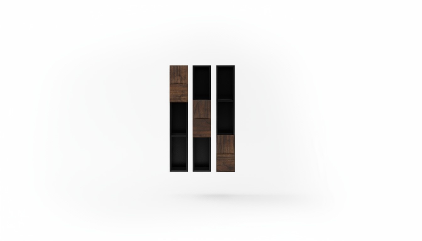 Elegantes braunes Holz Bücherregal im zeitlosen Design
