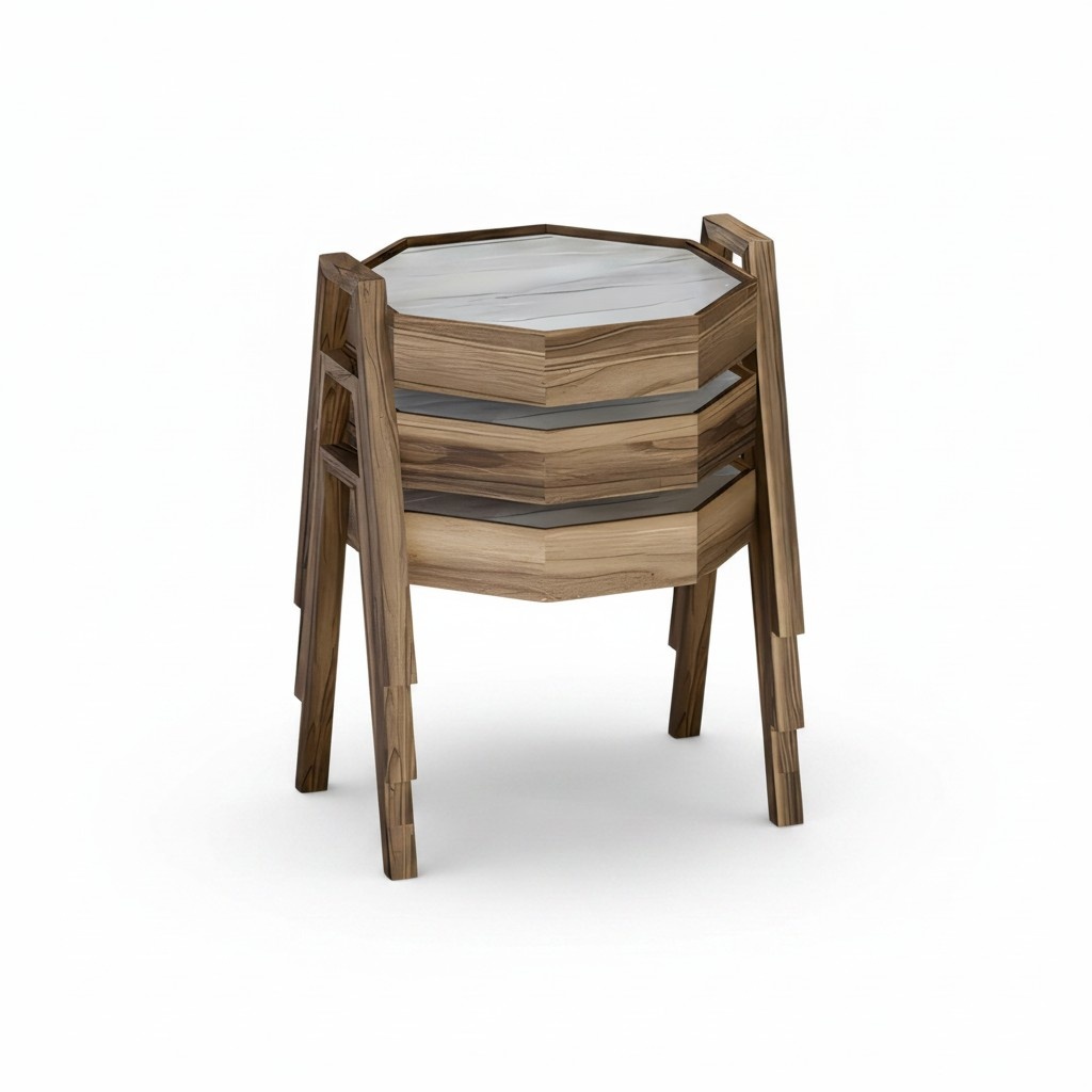 Elegantes braunes Holz Couchtisch-Set modern stilvoll