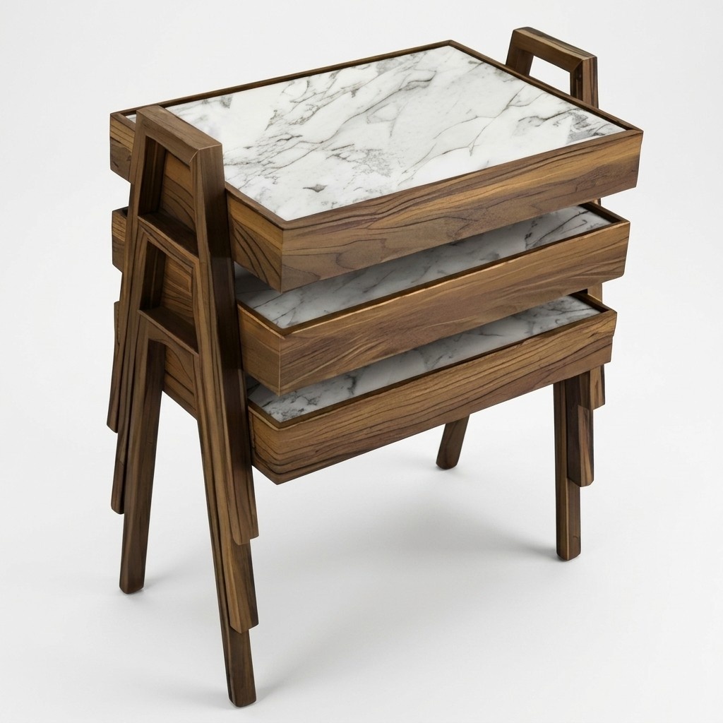 Elegantes braunes Holz Couchtisch-Set im stilvollen Design