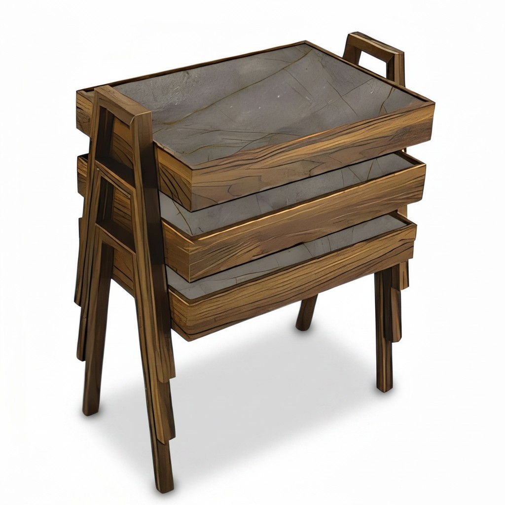 Elegantes braunes Holz Couchtisch-Set im modernen Design