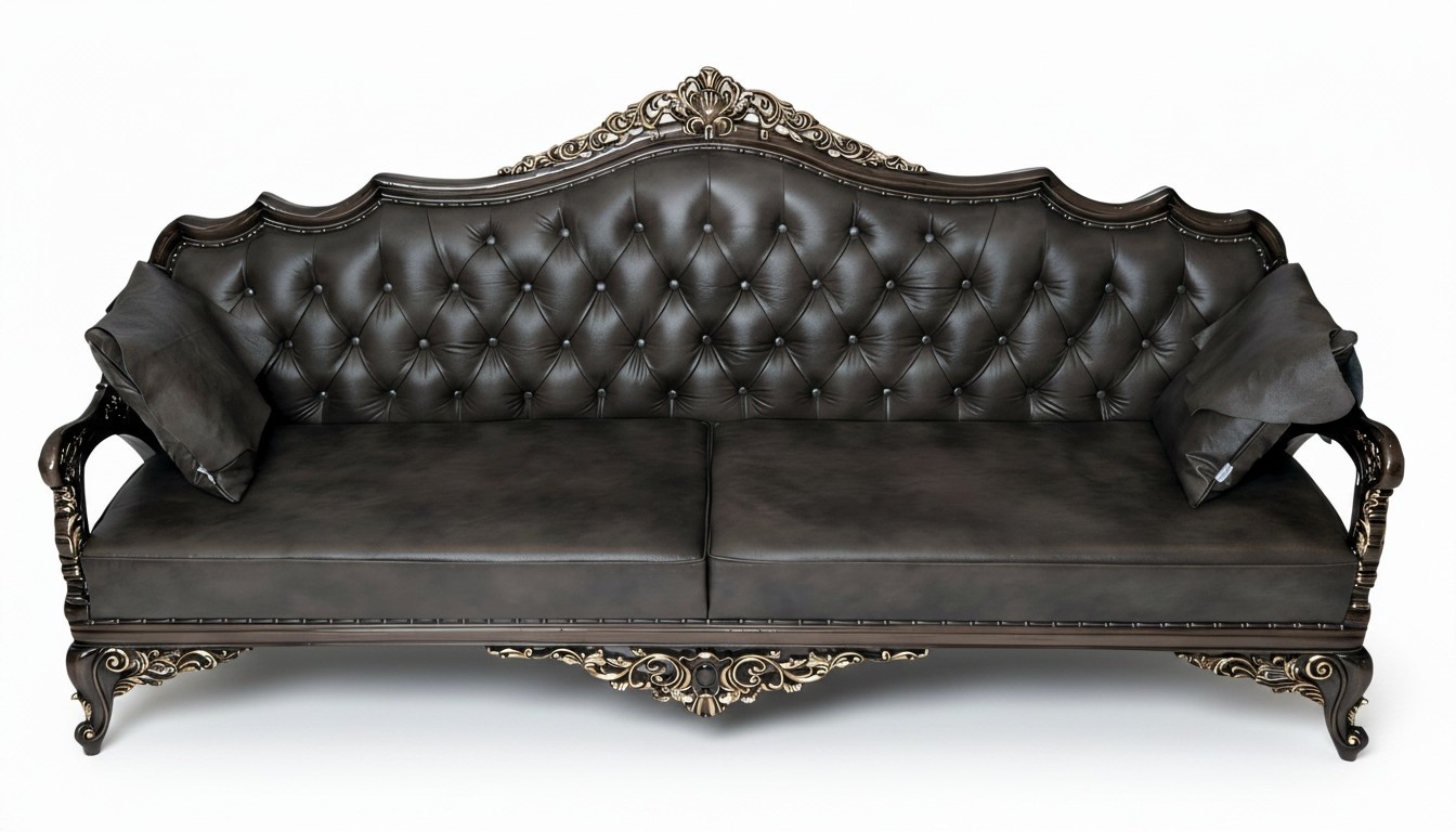 Elegantes braunes Leder-Sofa für modernes Wohnzimmer