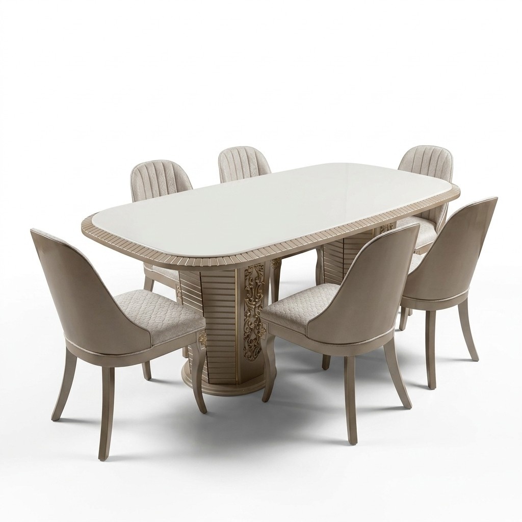Elegantes Esstisch- und Stuhl-Set aus Holz in Beige modern