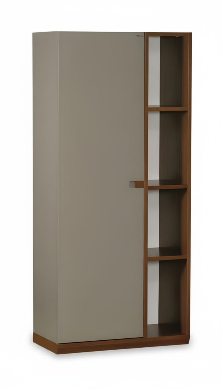 Elegantes graues Bücherregal aus Holz im modernen Design