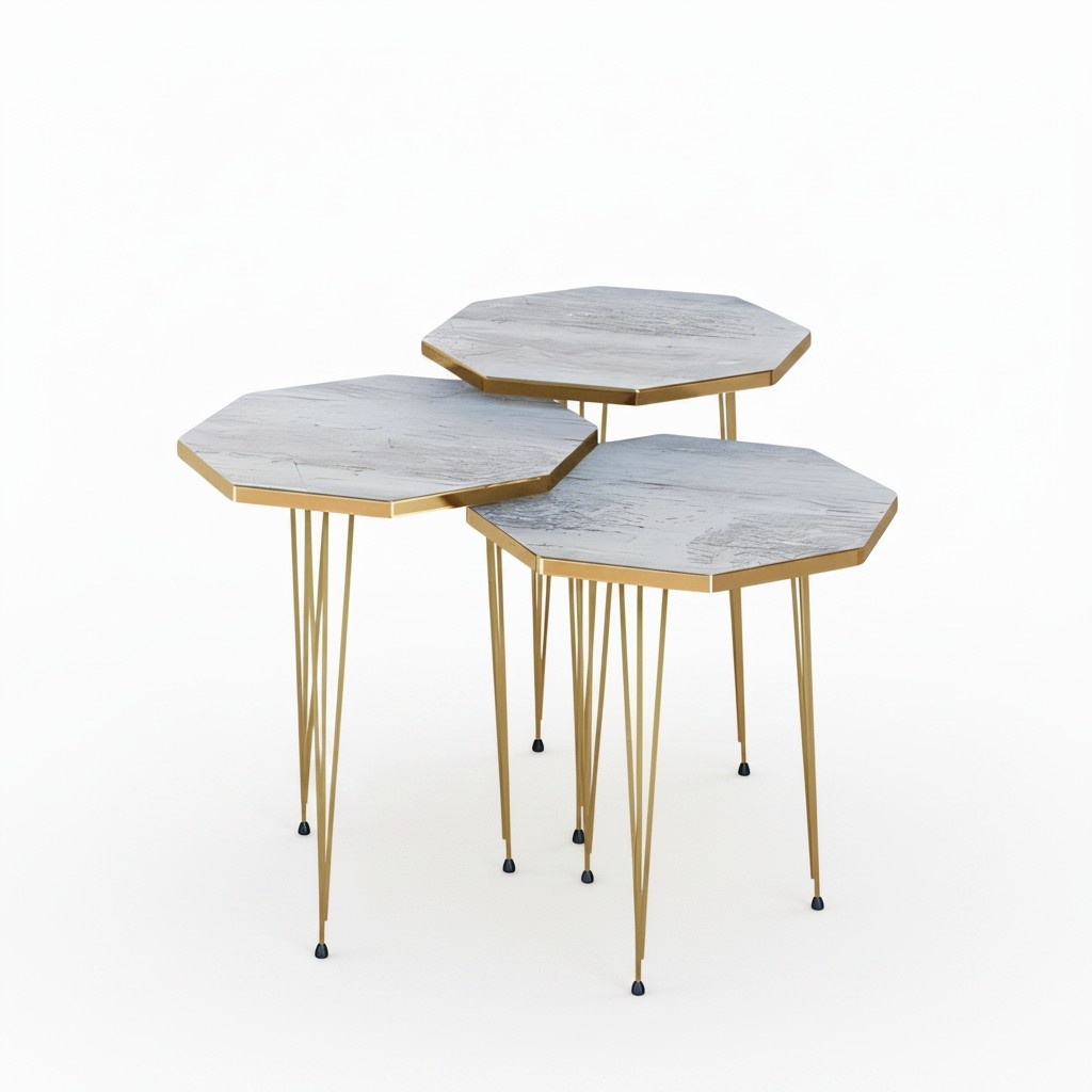 Elegantes graues Metall Couchtisch-Set modern und stilvoll