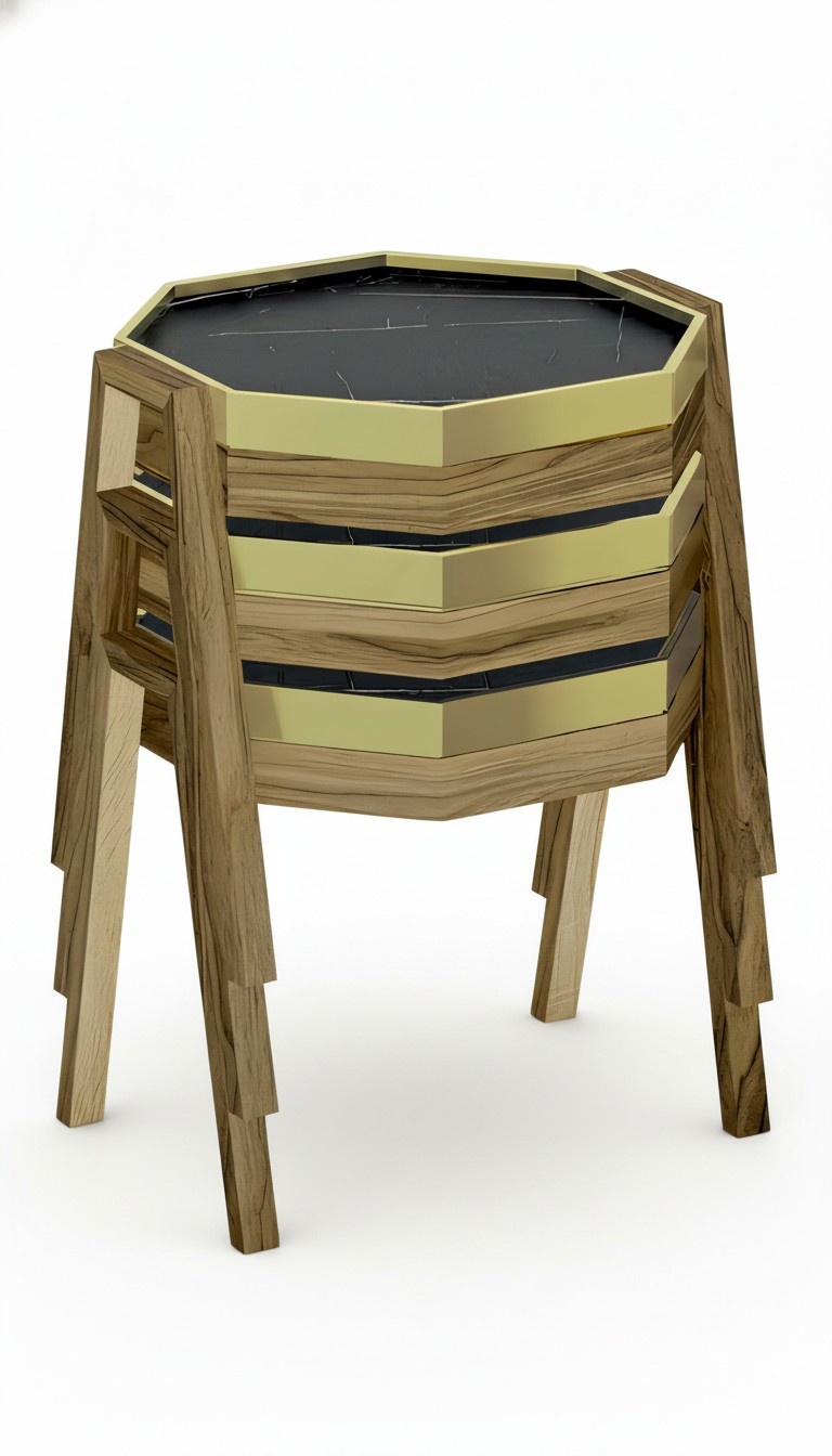 Elegantes schwarzes Couchtisch-Set aus Holz im modernen Stil