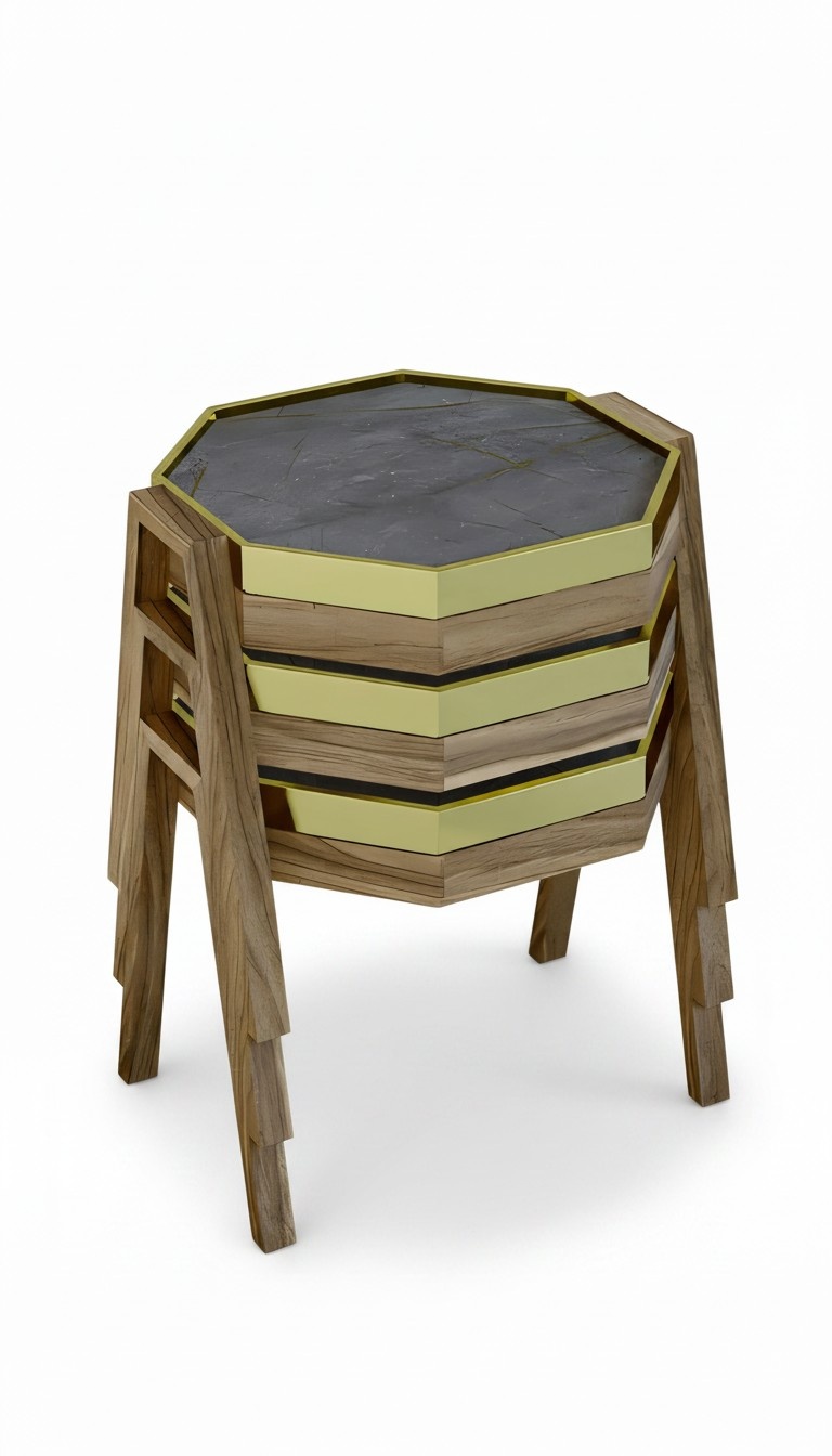 Elegantes schwarzes Couchtisch-Set aus Holz im modernen Design