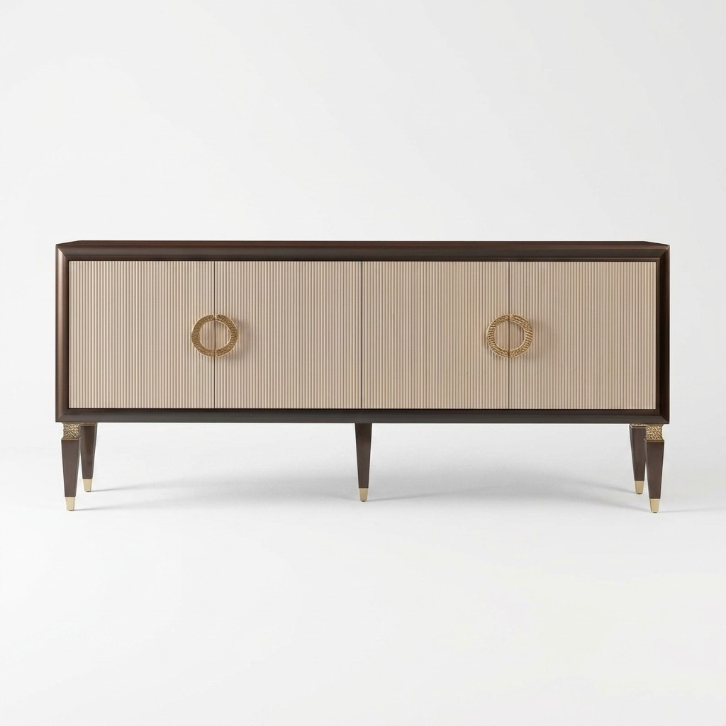 Elegantes Sideboard mit viel Stauraum und edlen goldenen Akzenten