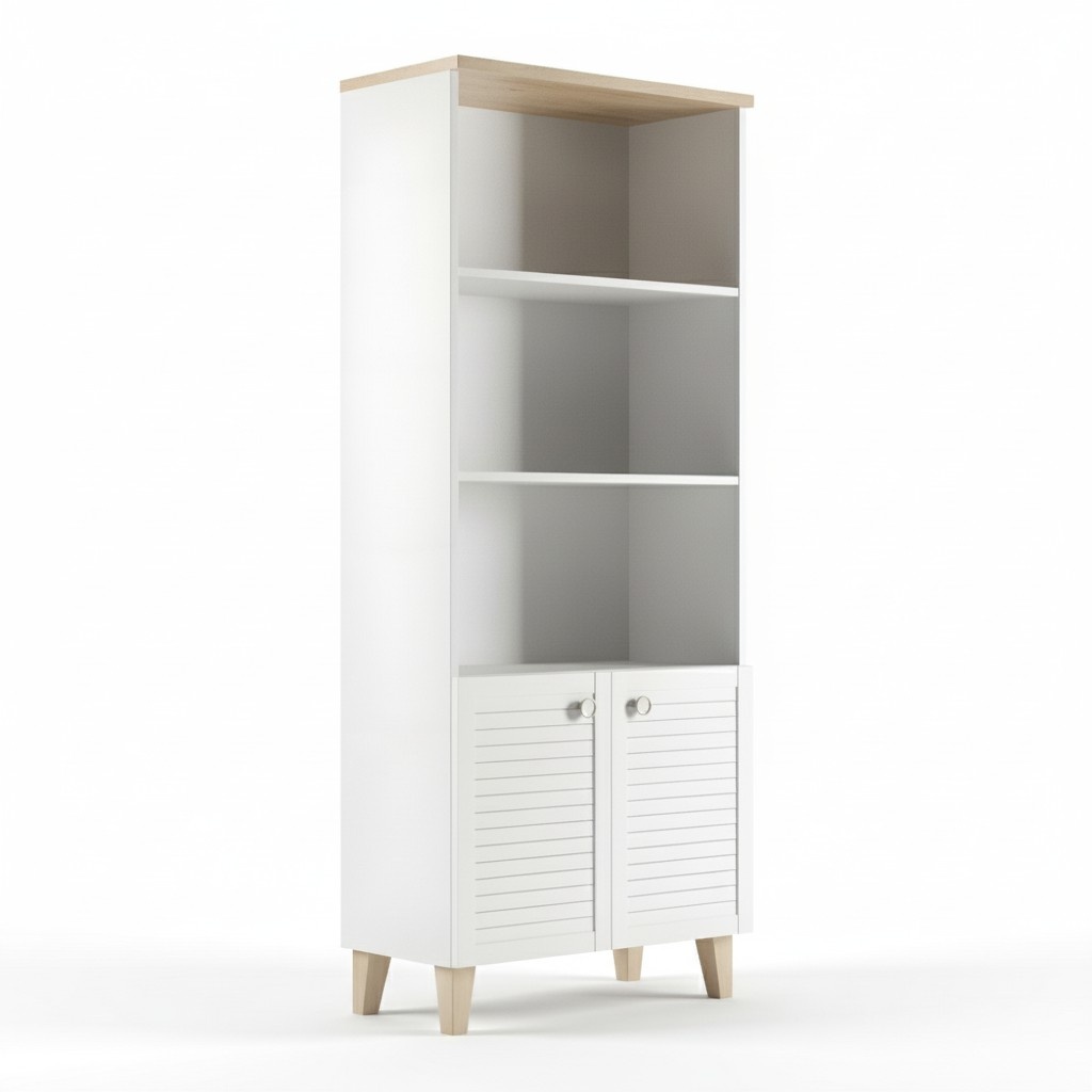 Elegantes weißes Bücherregal aus Holz im modernen Stil