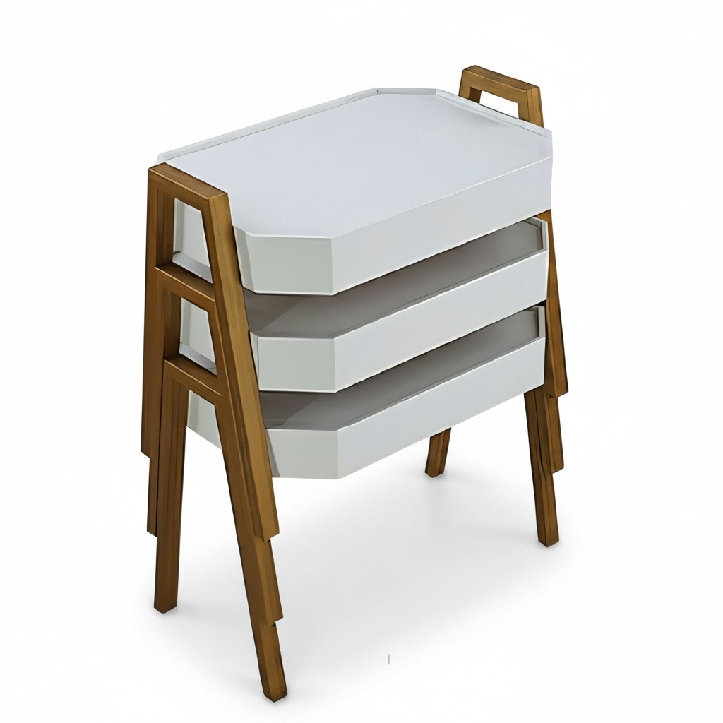 Elegantes weißes Couchtisch-Set aus Holz im modernen Stil