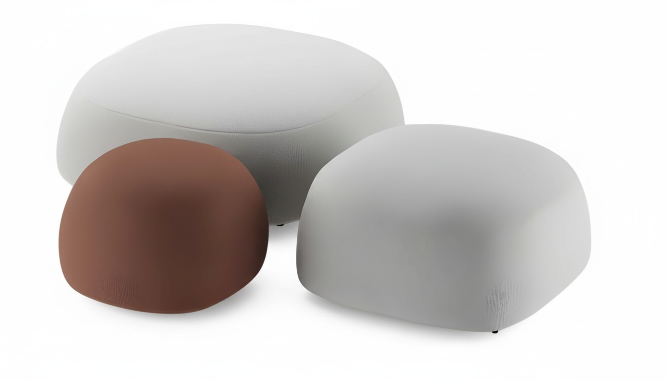 Elegantes weißes Holz-Hocker-Set im modernen Design