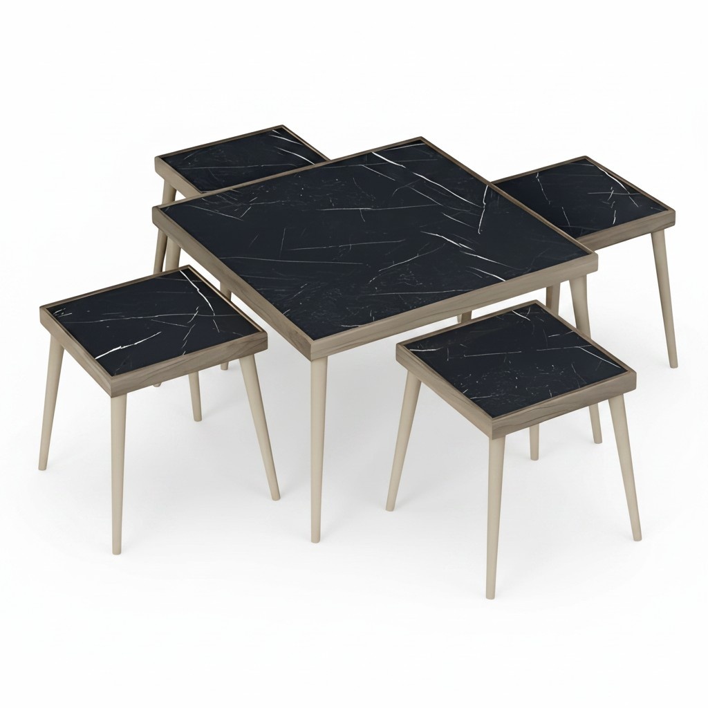 Elegantes Wohnzimmer-Set Schwarz Holz Modern