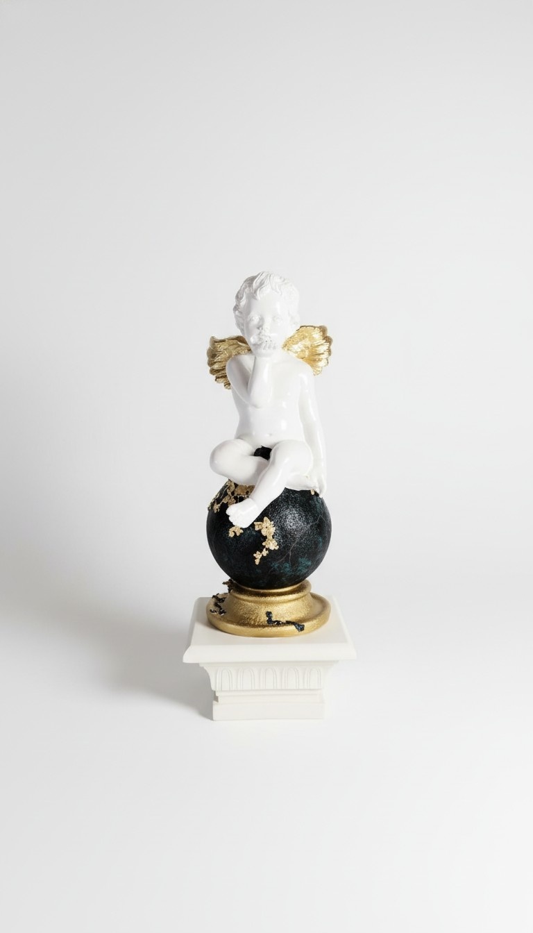 Engel Globus Figur Skulptur Skulpturen Design XXL Deko Dekoration 75cm