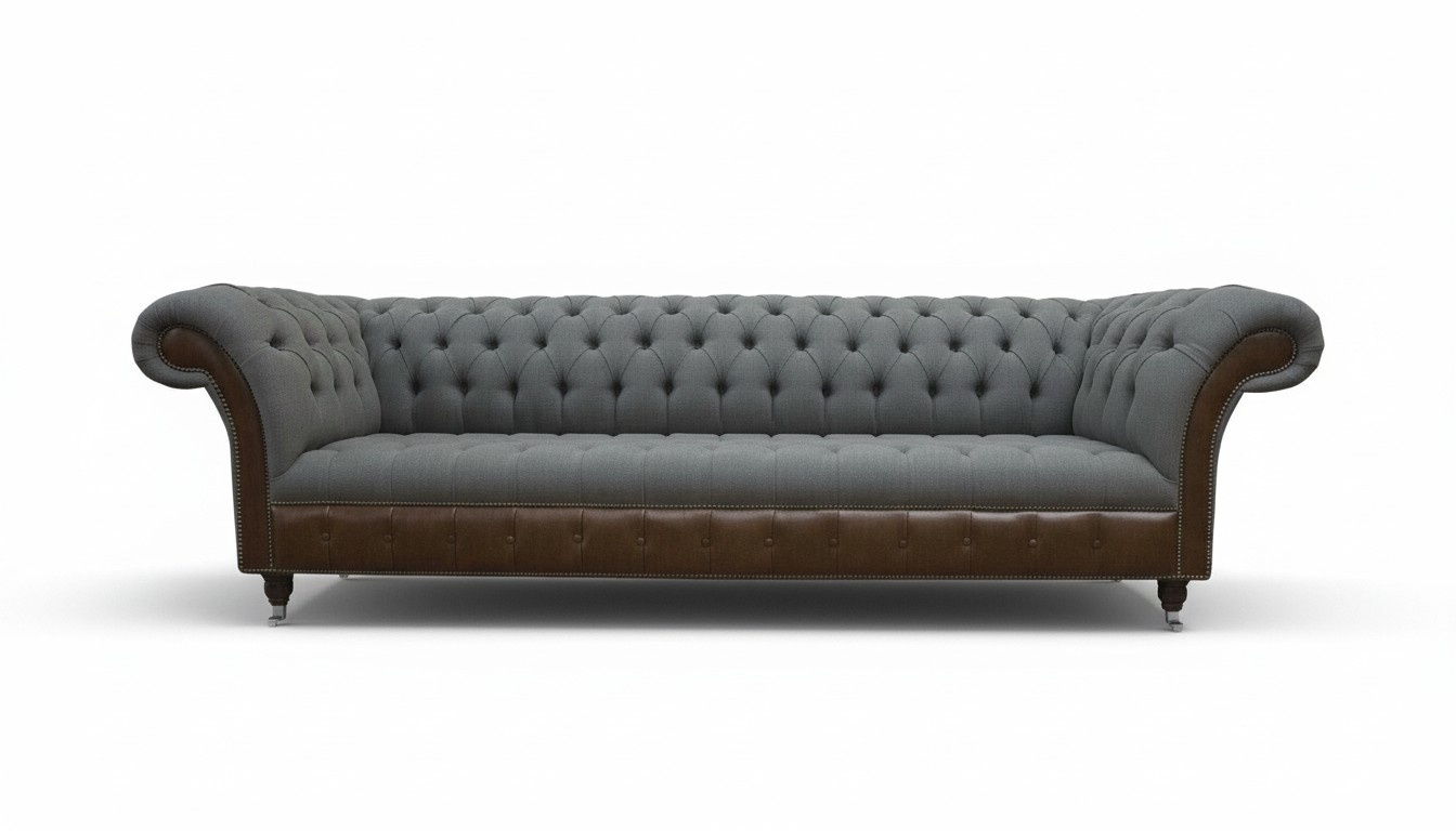 Englische Chesterfield Luxus Textil Sofa 4 Sitzer Sofa Polster Design Stoffsofas