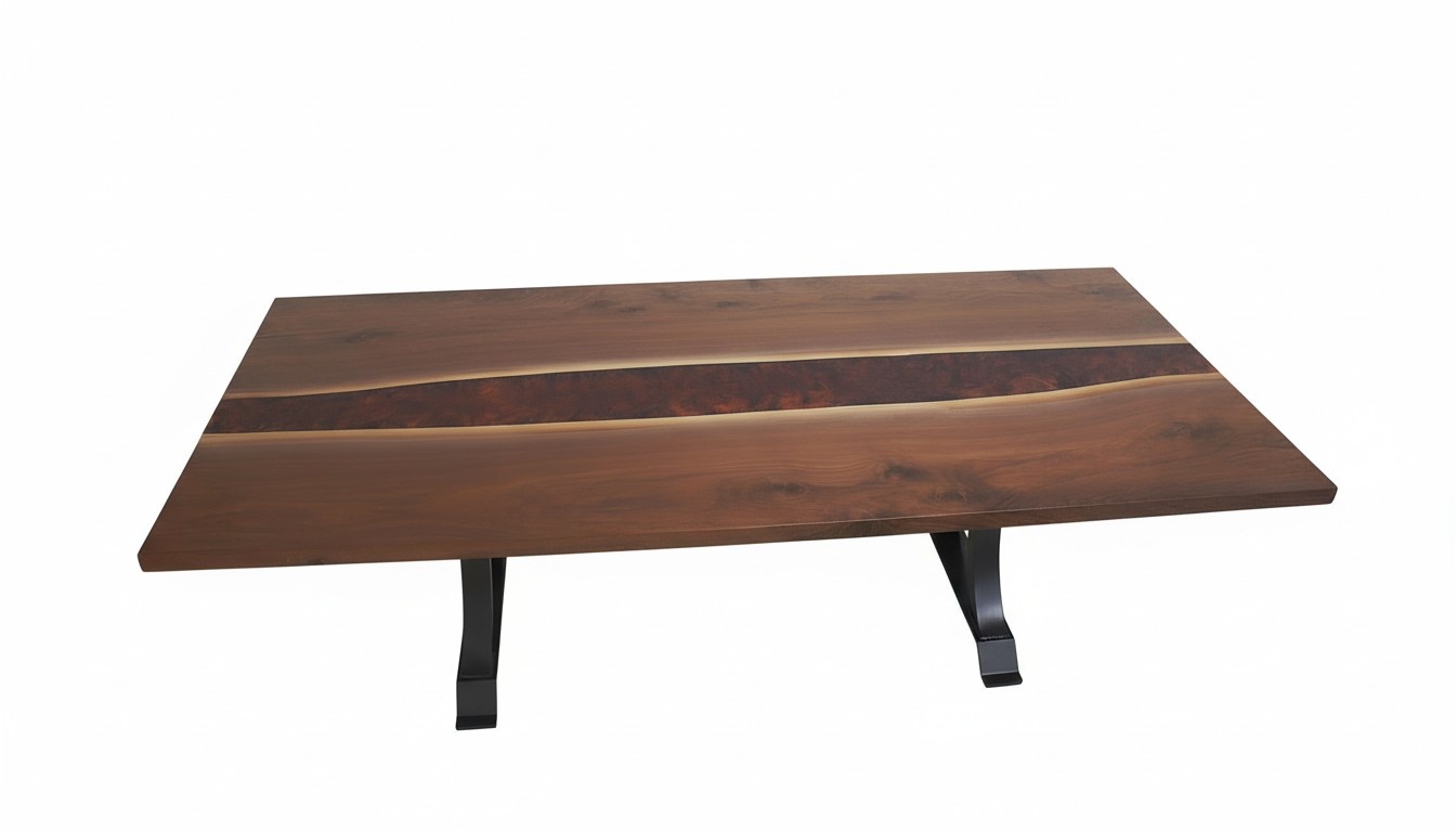 epoxid harz esstisch echtes holz massive möbel wasserfall epoxy tisch 240x100cm