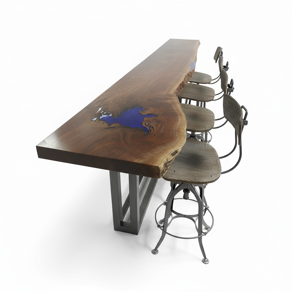 epoxid Tresen Bartisch echtes holz massive möbel wasserfall epoxy tisch 240x70