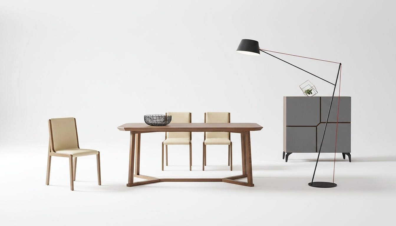 Ess Tisch + 3 Stühle Konferenz Tische Büro Holz Zimmer Design Stuhl Set
