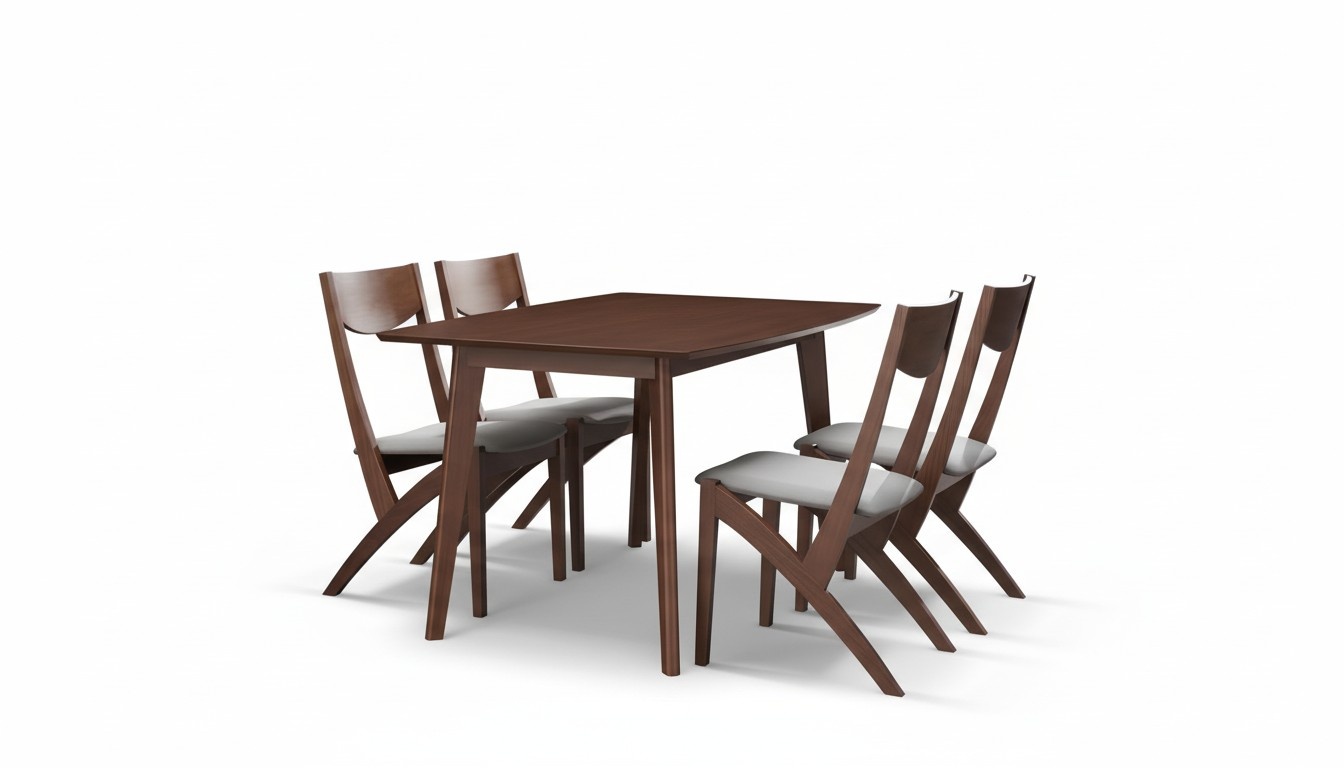 Ess Tisch + 4 Stühle Konferenz Tische Büro Holz Zimmer Design Stuhl Set