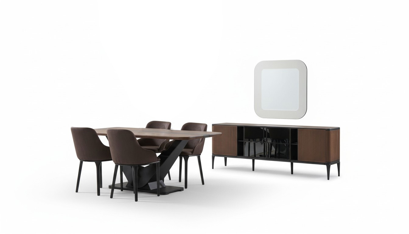 Essecke Essgruppe Esszimmermöbel Set Esszimmer 9tlg Holz Braun Tisch