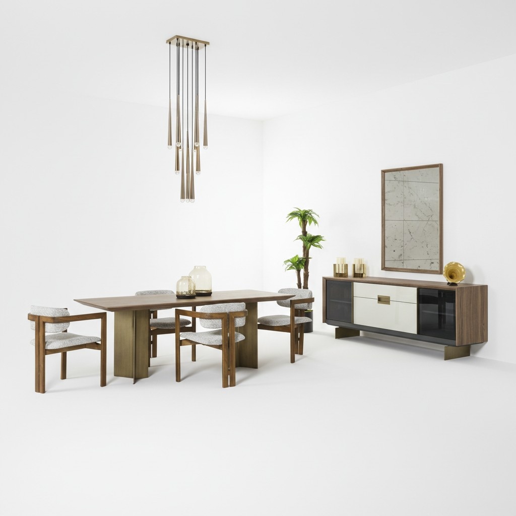 Essecke Essgruppe Garnitur Esstisch Set 9tlg Esszimmer Braun Holz Neu