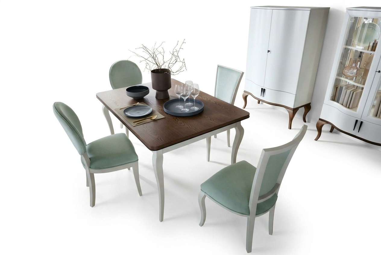 Essgarnitur Essgruppe Esstisch 4x Stühle Holzmöbel Stilvoller Komplett Set 5tlg
