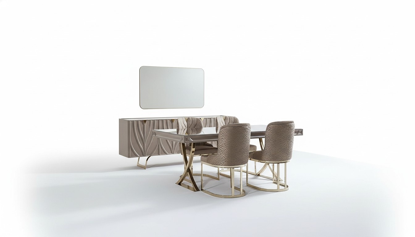 Essgruppe Essecke Esszimmer Esstisch Holz Braun Set 9tlg Sideboard