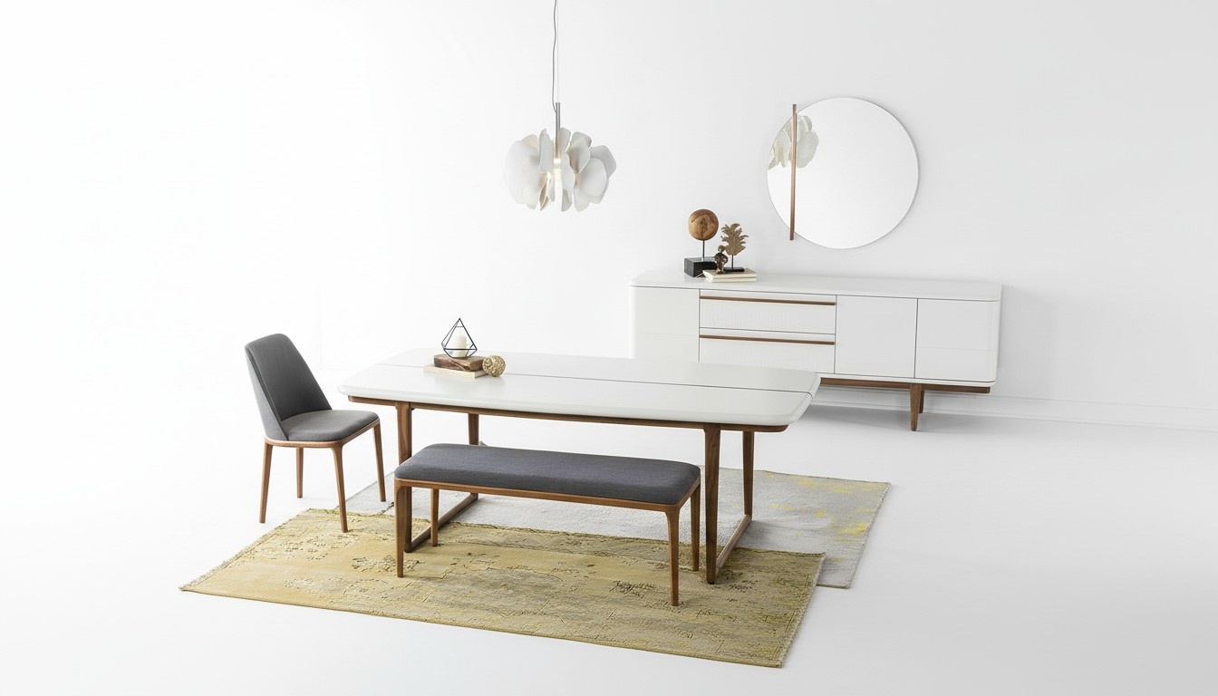 Essgruppe Essecke Esszimmer Esstisch Stühle Tisch Set 8tlg Holz Weiß