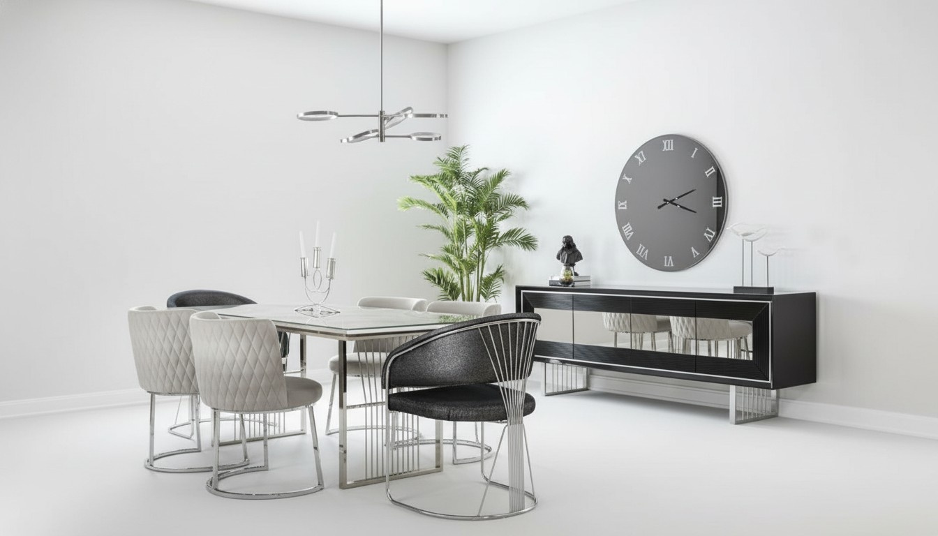 Essgruppe Esszimmer Garnitur Esstisch Set Sideboard Luxus Möbel 4 Stühle Tisch