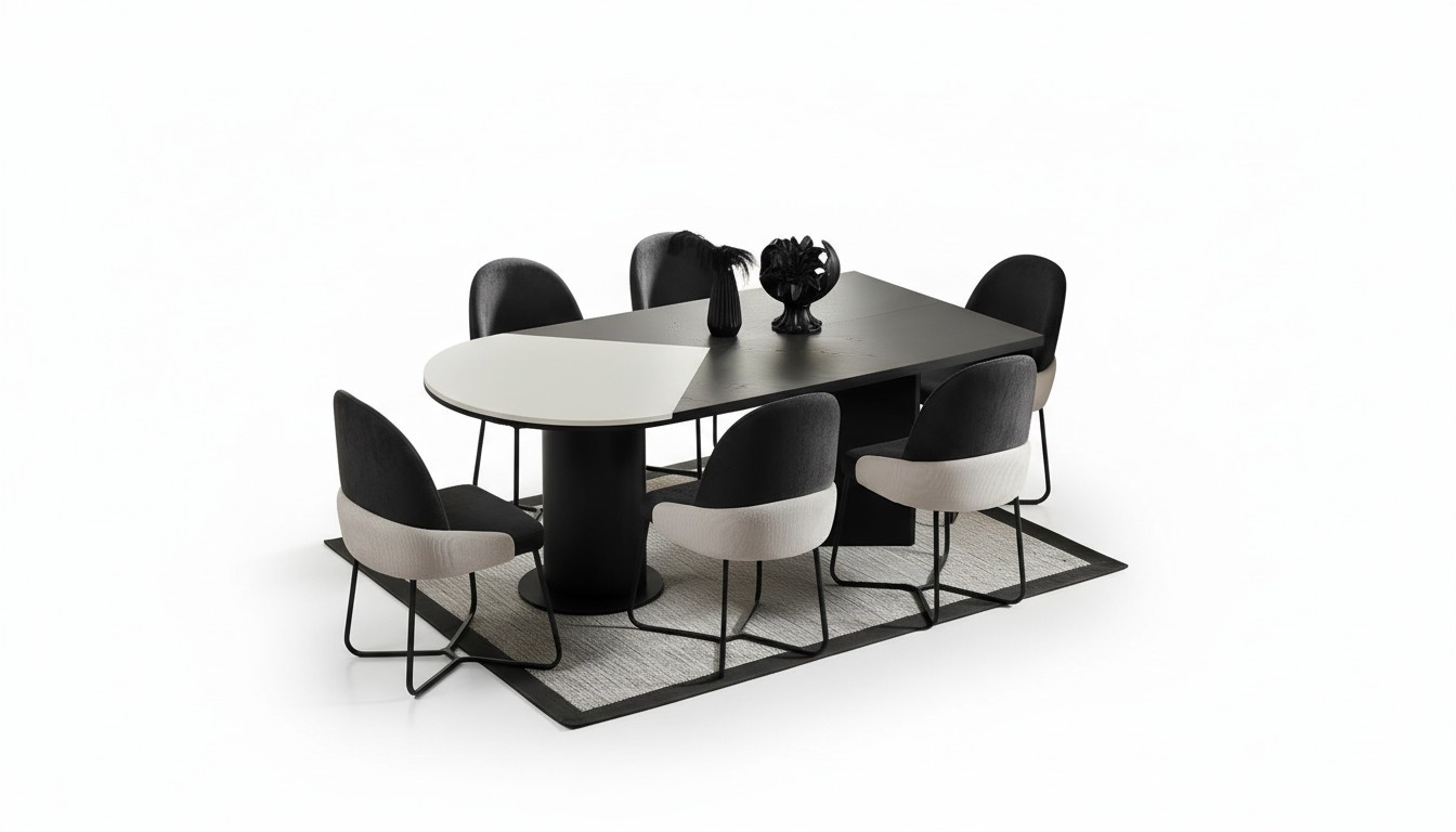 Essgruppe Esszimmer Gruppe Essecke Esstisch Stühle 7tlg Holz Schwarz