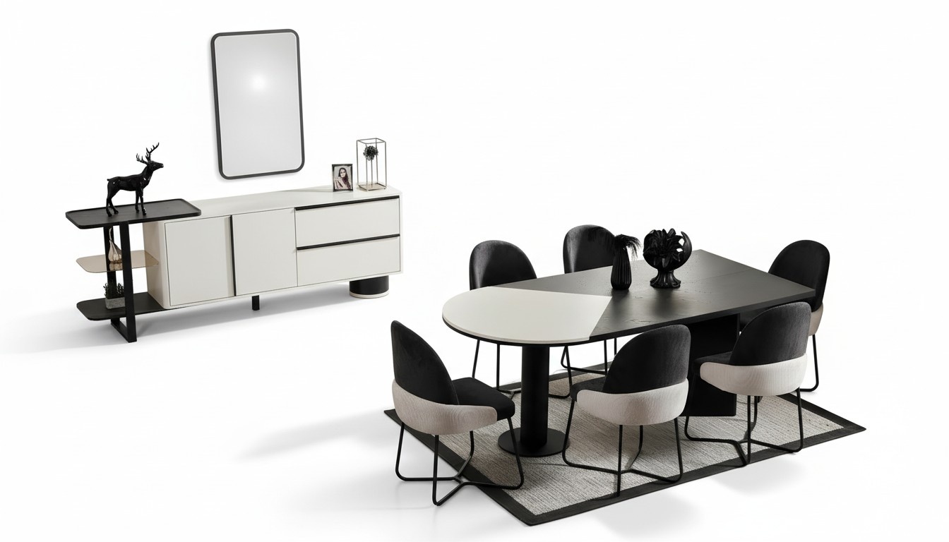 Essgruppe Esszimmer Gruppe Essecke Esstisch Stühle 9tlg Holz Weiß